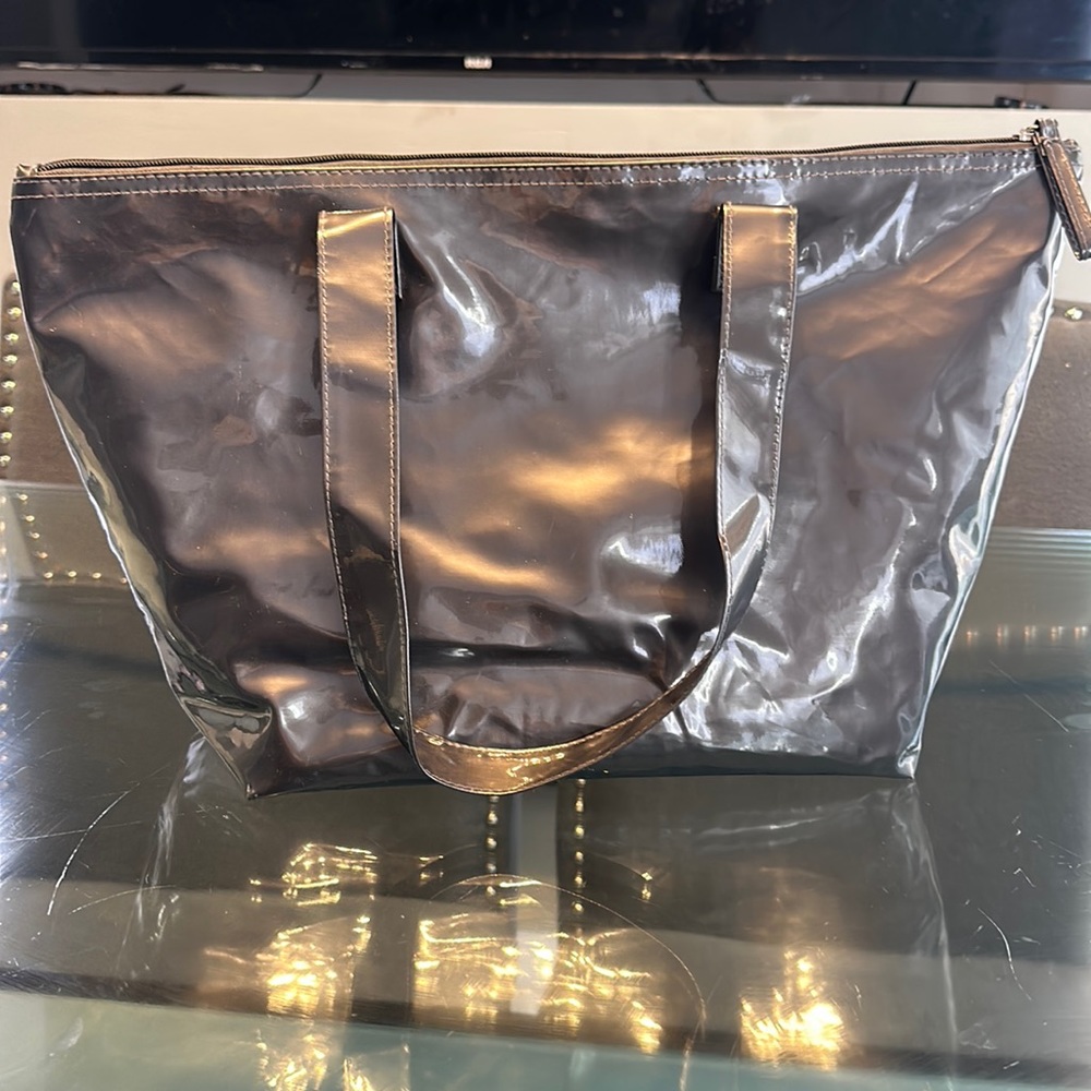Cute gray plastic tote bag / shoulder bag